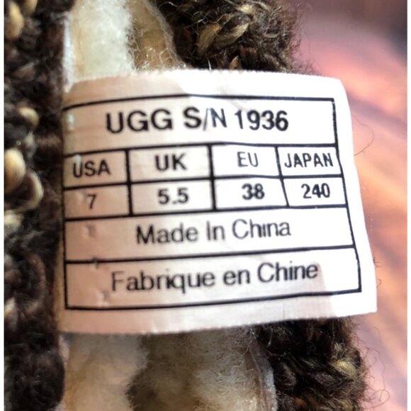 UGG Skylair 1936 Brown Leather Knit Cuff Tall Boots Wedge Womens 7 / 38 (r8e) - Picture 10 of 10